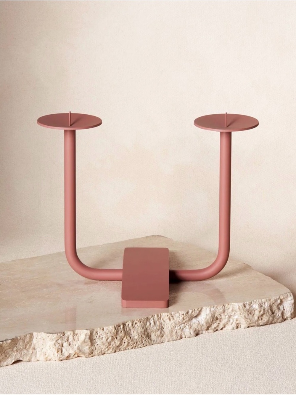 VIA MARIS | REST CANDLE HOLDER | MATTE PINK MODERN CANDLE HOLDER | NYC BRAND